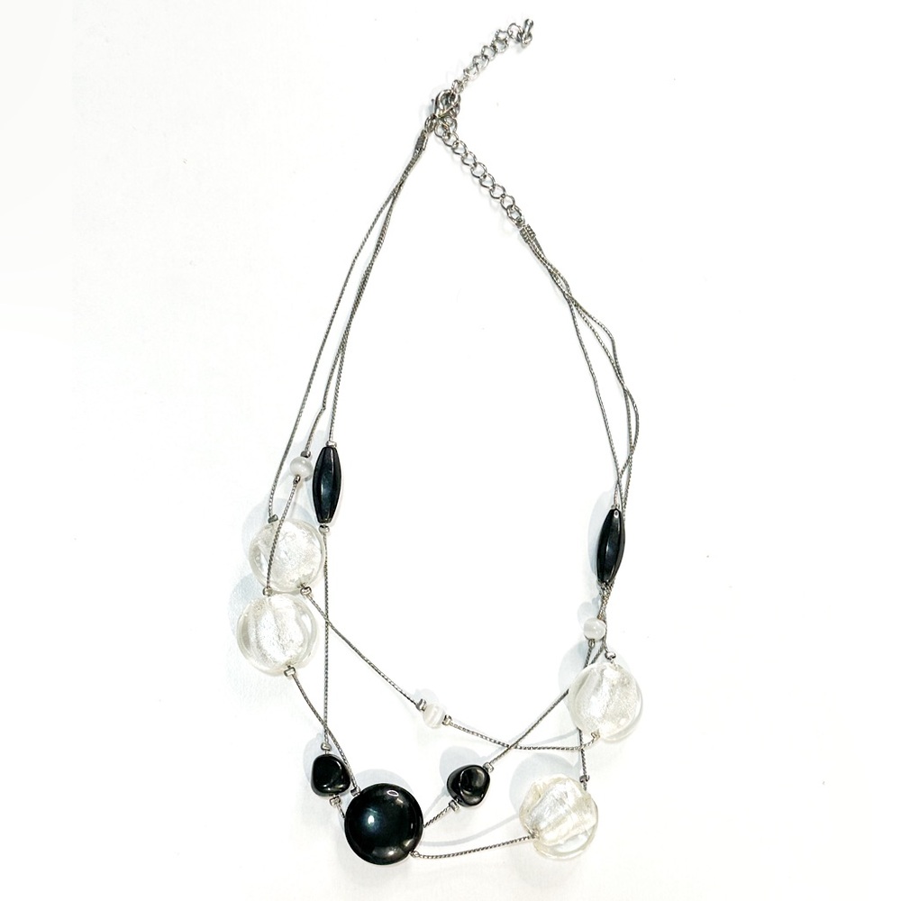 Le Château Statement Necklace – Black & Clear Beads